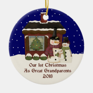 Ornement Rond En Céramique 2018 notre ęr Noël comme arrière-grands-parents