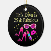 ORNEMENT ROND EN CÉRAMIQUE 25E ANNIVERSAIRE FABULEUX DIVA DESIGN (Gauche)