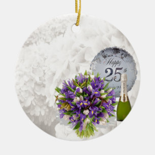 Ornement Rond En Céramique 25ème Anniversaire de mariage