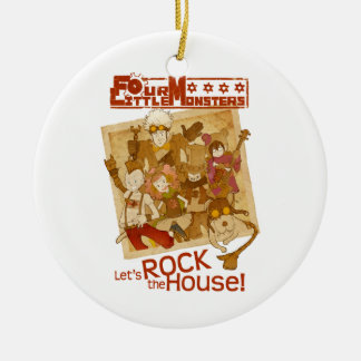 Ornement Rond En Céramique 4 petits monstres - basculons la Chambre