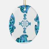 Ornement Rond En Céramique Action Cyan Turquoise Graffiti Abstrait Imprimer (Droite)