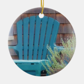 Ornement Rond En Céramique Adirondack bleu