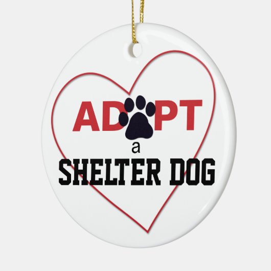 Ornement Rond En Céramique Adoptez un chien d'abri (Gauche)