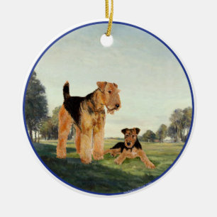 Ornement Rond En Céramique Adulte et chiot