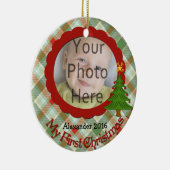 Ornement Rond En Céramique Agréable Plaid Baby's First Christmas Ornament (Droite)