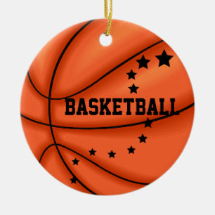 Ornement Rond En Céramique Ajoutez l'ornement de star du basket-ball de photo