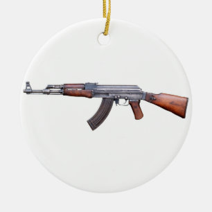 ORNEMENT ROND EN CÉRAMIQUE AK-47
