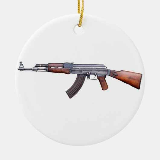 ORNEMENT ROND EN CÉRAMIQUE AK-47 (Devant)