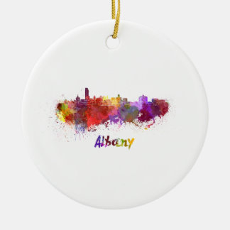 Ornement Rond En Céramique Albany skyline in watercolor