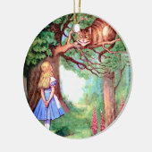 Ornement Rond En Céramique Alice et le chat de Cheshire au pays des (Gauche)