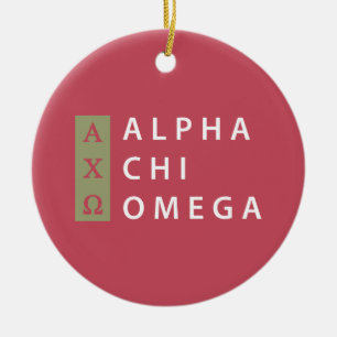Ornement Rond En Céramique Alpha Chi Omega Logo Empilé