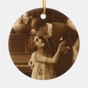 Ornement Rond En Céramique Amateurs de vintage, Amour Romance Musique romant
