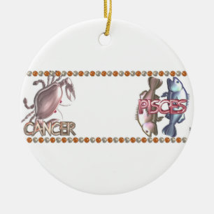 Ornement Rond En Céramique Amitié d'astrologie de zodiaque de Poissons de
