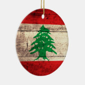 Ornement Rond En Céramique Ancien drapeau en bois labanon (Droite)