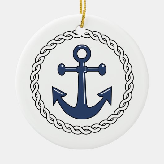 Ornement Rond En Céramique Ancre de Noël (Devant)