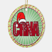 Ornement Rond En Céramique Anesthésiste PÈRE NOËL d'infirmier autorisé (Gauche)