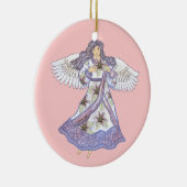 Ornement Rond En Céramique Ange à fleurs de lilly (Droite)