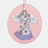 Ornement Rond En Céramique Ange à fleurs de lilly (Gauche)