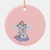 Ornement Rond En Céramique Ange à fleurs de lilly (Dos)