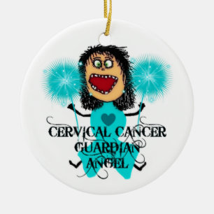 Ornement Rond En Céramique Ange du gardien du cancer du col utérin