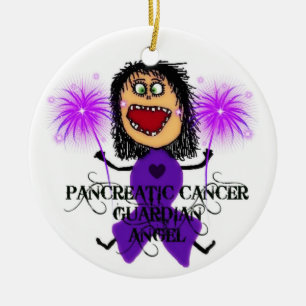 Ornement Rond En Céramique Ange du gardien du cancer du pancréas