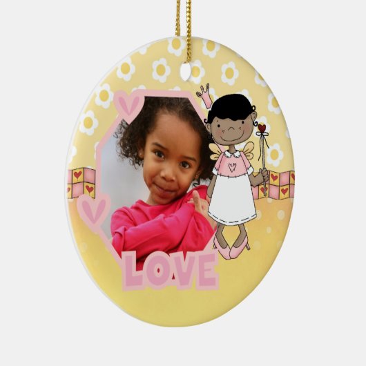 Ornement Rond En Céramique Angel Love Photo Keepsaké Ornament (Droite)