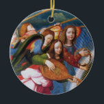 ORNEMENT ROND EN CÉRAMIQUE ANGES MUSICAUX DE LA CORONATION DE LA VIERGE<br><div class="desc">Angels faisant de la musique d'une peinture du maître de la Renaissance italienne Ridolfo Ghirlandaio,  Détail du couronnement de la Vierge.1483-1561.</div>