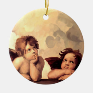 Ornement Rond En Céramique Anges Raffaelo Sanzio de Sistine Madonna