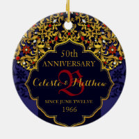 Anniversaire du Mariage de luxe en or rouge bleu
