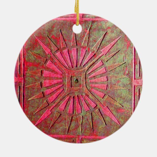 ORNEMENT ROND EN CÉRAMIQUE APACHES ET GERONIMO CONDUISANT UNE AUTOMOBILE (Dos)