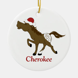 Ornement Rond En Céramique APPALOOSA Horse en Santa Hat Ornement personnalisé