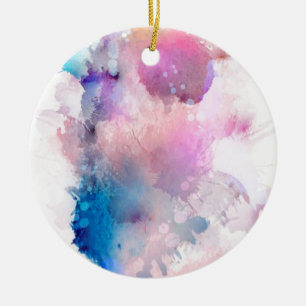 Ornement Rond En Céramique Aquarelle