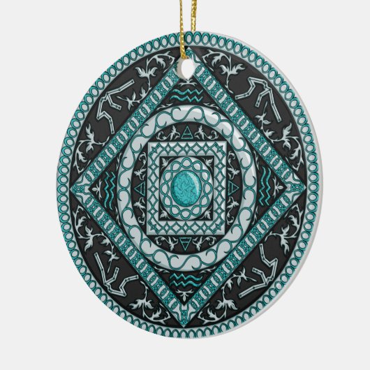 Ornement Rond En Céramique Aquarius Mandala (Gauche)