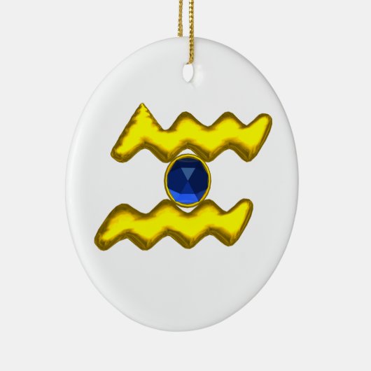 Ornement Rond En Céramique AQUARIUS ZODIAC ANNIVERSAIRE JEWEL Blue Sapphire G (Droite)