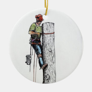 Ornement Rond En Céramique Arboriste Tree Surgeon