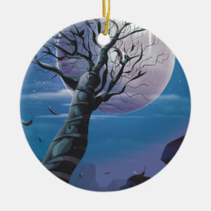 Ornement Rond En Céramique Arbre de Lune