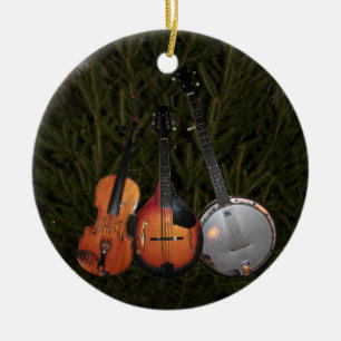 Ornement Rond En Céramique Arbre de Noël de Bluegrass