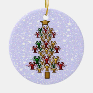 Ornement Rond En Céramique Arbre de Noël de homard d'écrevisses