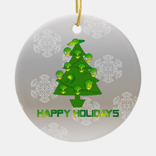Ornement Rond En Céramique Arbre étranger de vacances (Devant)