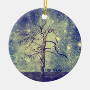 Ornement Rond En Céramique Arbre magique de l'ornement de Noël d'univers