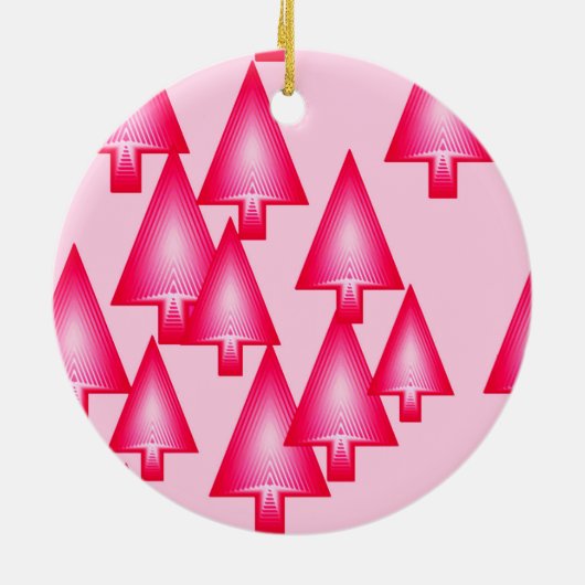 Ornement Rond En Céramique Arbres de Noël métalliques modernes - rose fuchsia (Dos)
