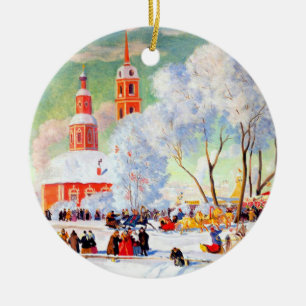 Ornement Rond En Céramique Art Russe Custom Cadeaux de Noël