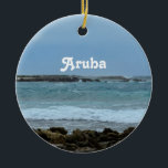 Ornement Rond En Céramique Aruba parfait<br><div class="desc">Vues glorieuses de plage de bébé dans Aruba.</div>