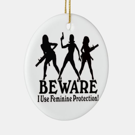 ORNEMENT ROND EN CÉRAMIQUE ATTENTION ! J'UTILISE LA PROTECTION FÉMININE ! ORN (Droite)