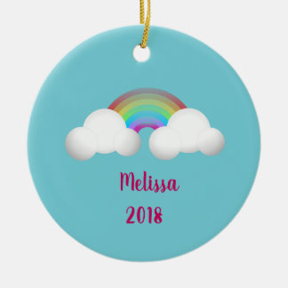 Ornement Rond En Céramique Au-dessus de l'ornement de filles d'arc-en-ciel
