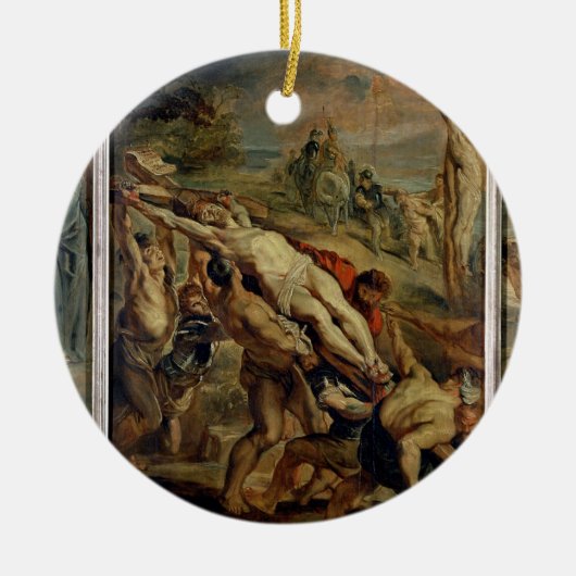 Ornement Rond En Céramique Augmenter de la croix, peint avant 1609-10 ( (Devant)