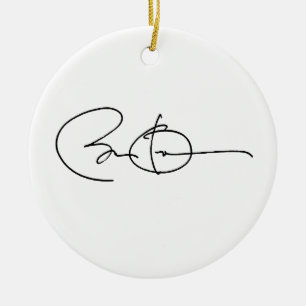 ORNEMENT ROND EN CÉRAMIQUE AUTOGRAPHE DE BARACK OBAMA - .PNG