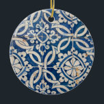 Ornement Rond En Céramique Azulejo portugais Vintage<br><div class="desc">azulejos portugais Vintage</div>