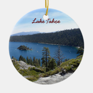 Ornement Rond En Céramique Baie d'émeraude de Tahoe- de lac