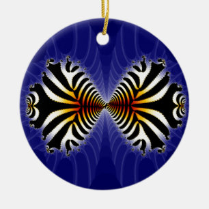 Ornement Rond En Céramique Baiser Poisson Fractal Zebra Poisson